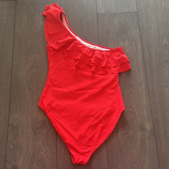 Red Ruffle One Piece Swimsuit - Picture 4 of 5
